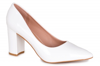 MULANKA Naiste kingad, värv valge lakk. Naiste pidulikud jalatsid. 